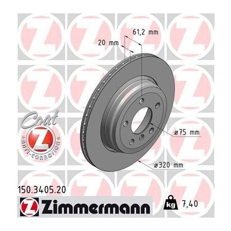 Zimmermann Brake Disc - Standard/Coated, 150340520 150340520